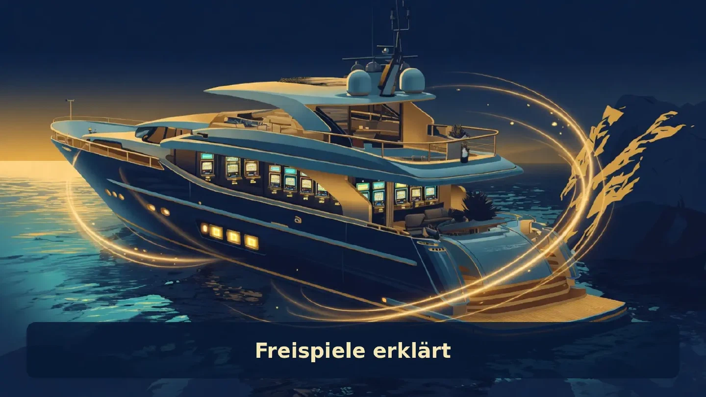 Goldene Drehringe und Slot-Lichter vor blauem Abendhimmel